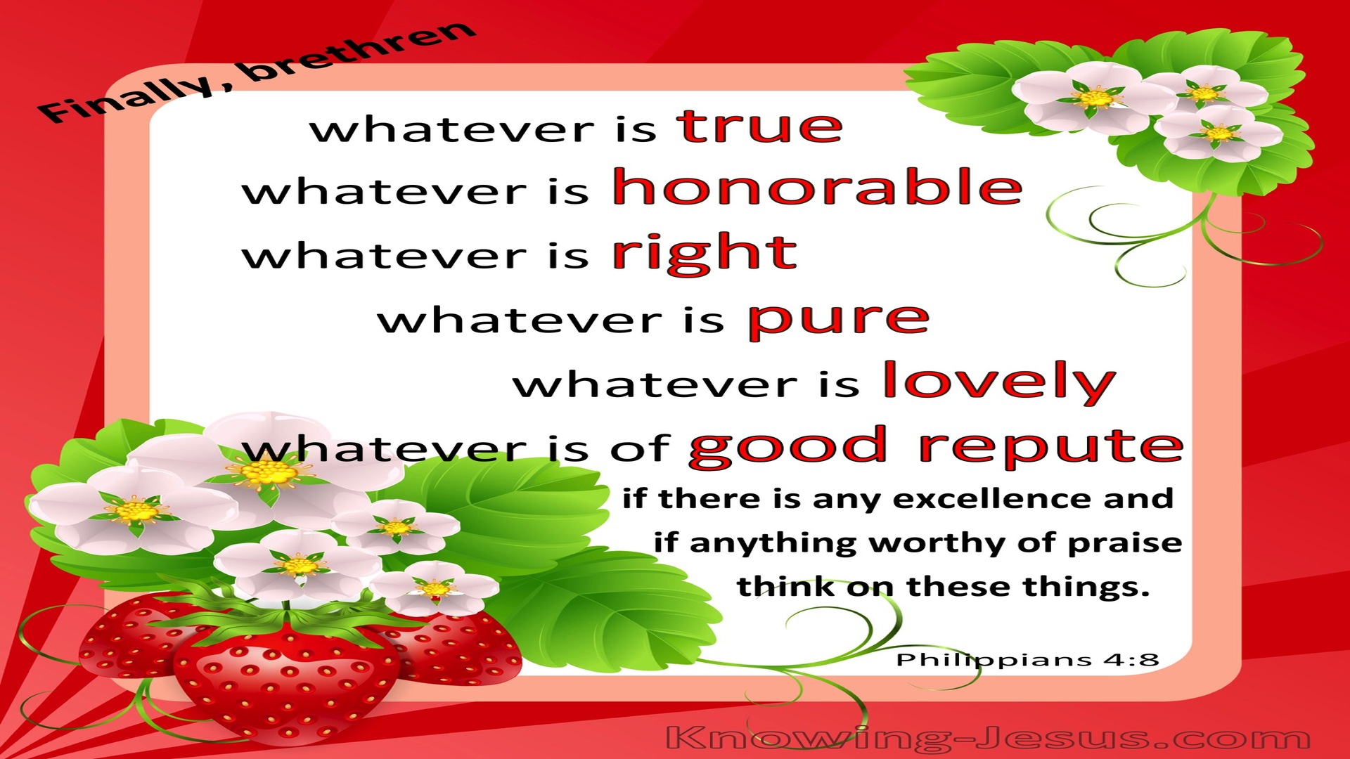 Philippians 4:8 Think On These Things (red)